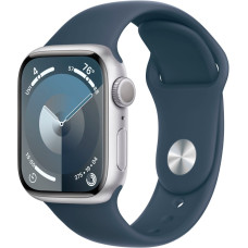Смарт-годинник Apple Watch Series 9 GPS 41mm Silver Aluminum Case w. Storm Blue Sport Band - S/M (MR903)